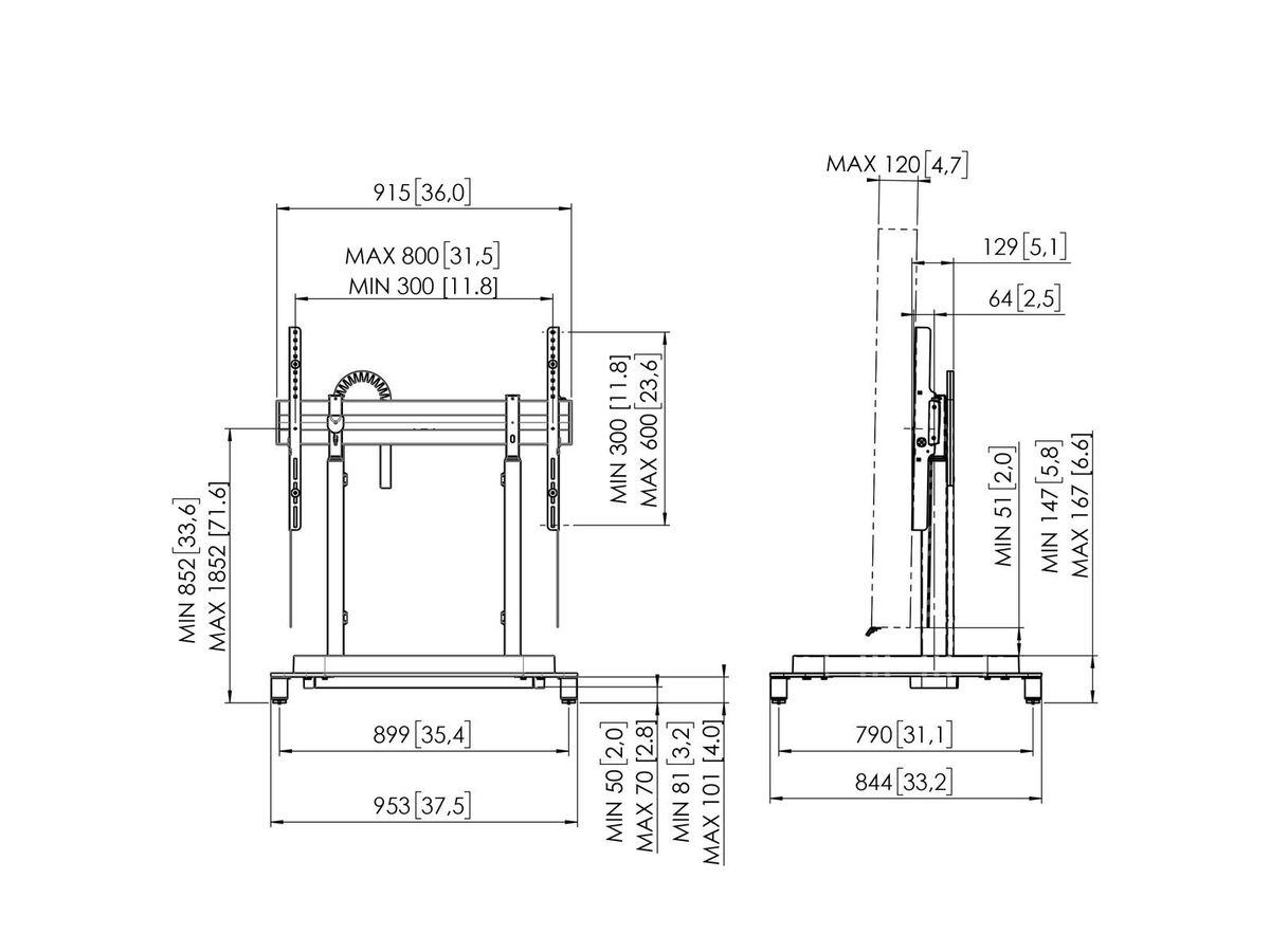 Vogel's Pro Display-Lift - Standfuss, 80mm/s, schwarz