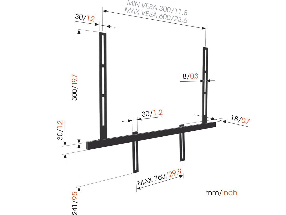 Vogel's Adapter-Kit für grosse Displays - mit Sound3550,Verlängerung 50cm