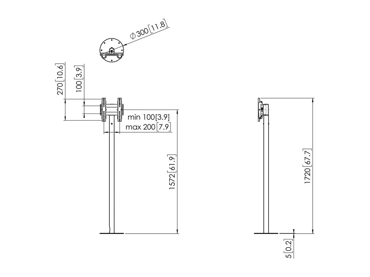 Vogel's Pro  Pied de sol set - pour écran, <43 158cm, 40kg, argent