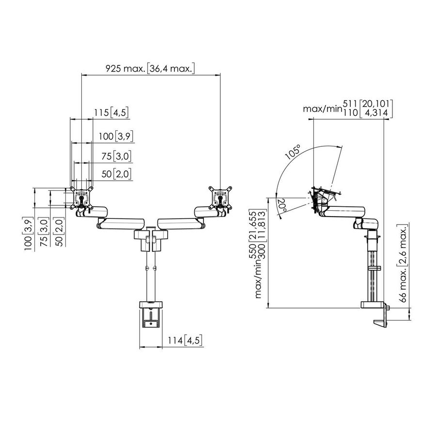 Vogel's Pro Doppel-Monitorhalterung - Motion,höhenverstellbar,2x20kg, schwarz
