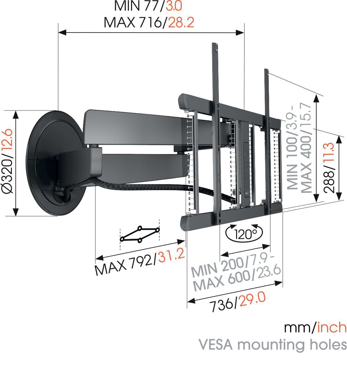 Vogel's TV wall mount - SIGNATURE, turn, 40-77", 35kg