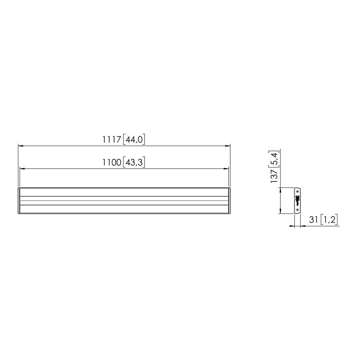 Vogel's Pro PFV-Bar, 1100mm, - RISE accessories, for RISE-Lift, silver
