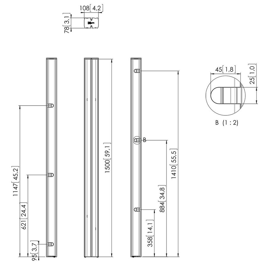 Vogel's Pro Profil, 150cm - Connect-It, modular, 160kg, silber