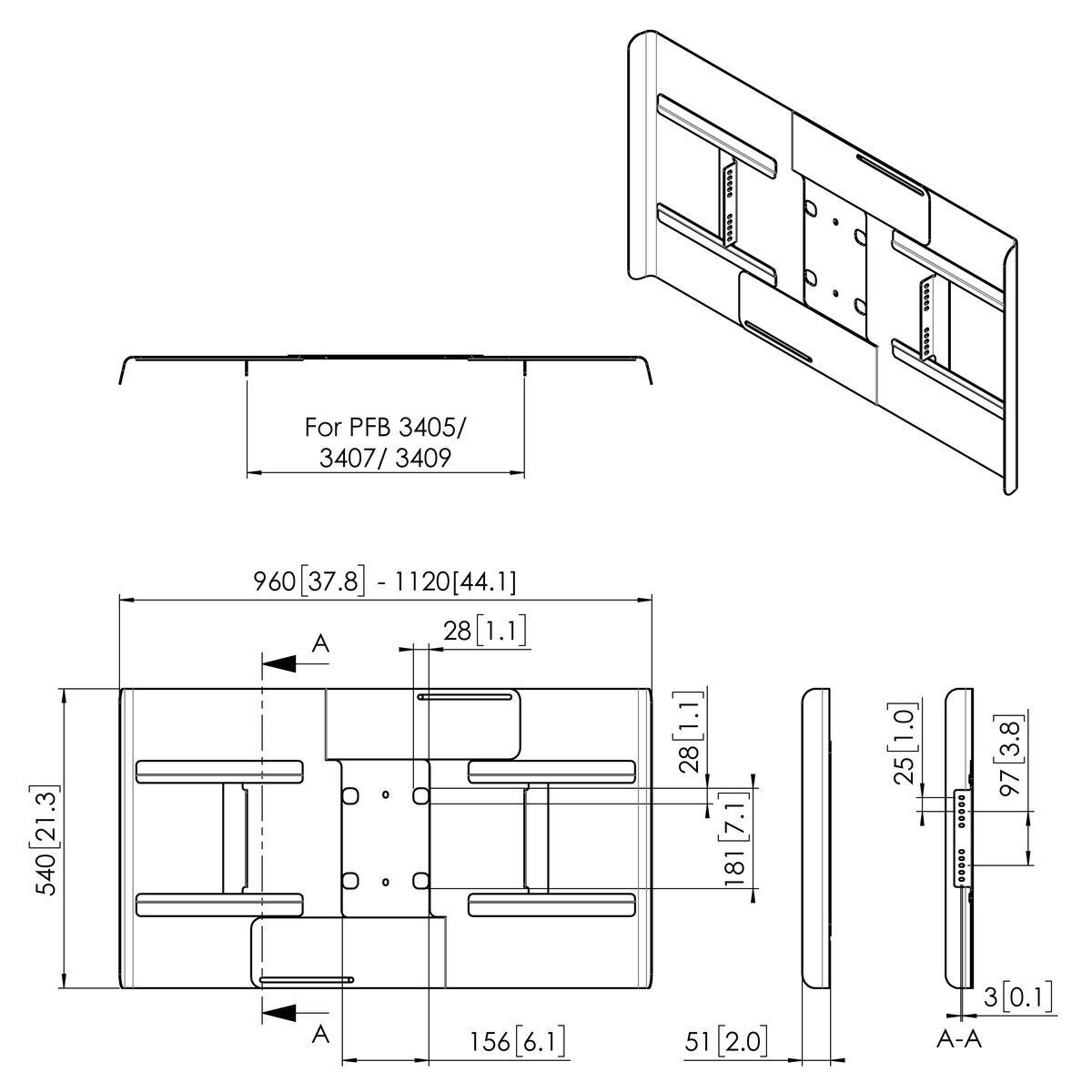 Vogel's Pro Rückabdeckung - Connect-It, Display, Querformat 42-49"