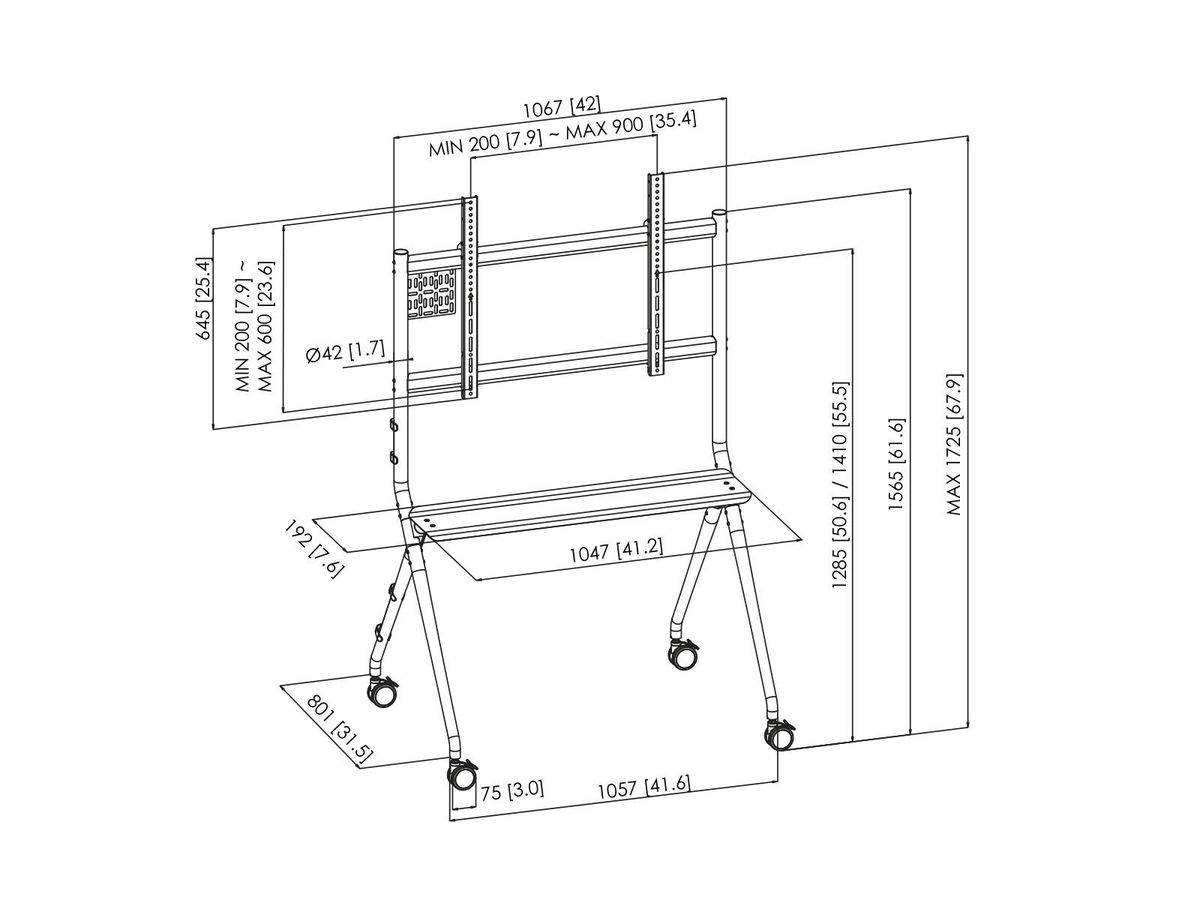Vogel's ESSENTIAL T1011, schwarz - Bildschirm Trolley, 900x600, 80kg