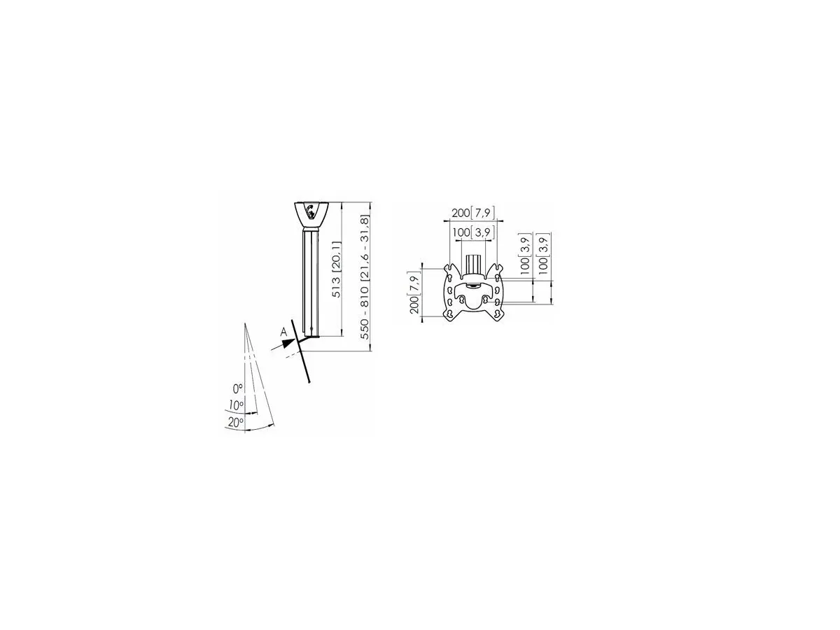 Vogel's Pro Deckenhalter - Teleskop 550-850mm, bis 20kg, Silber