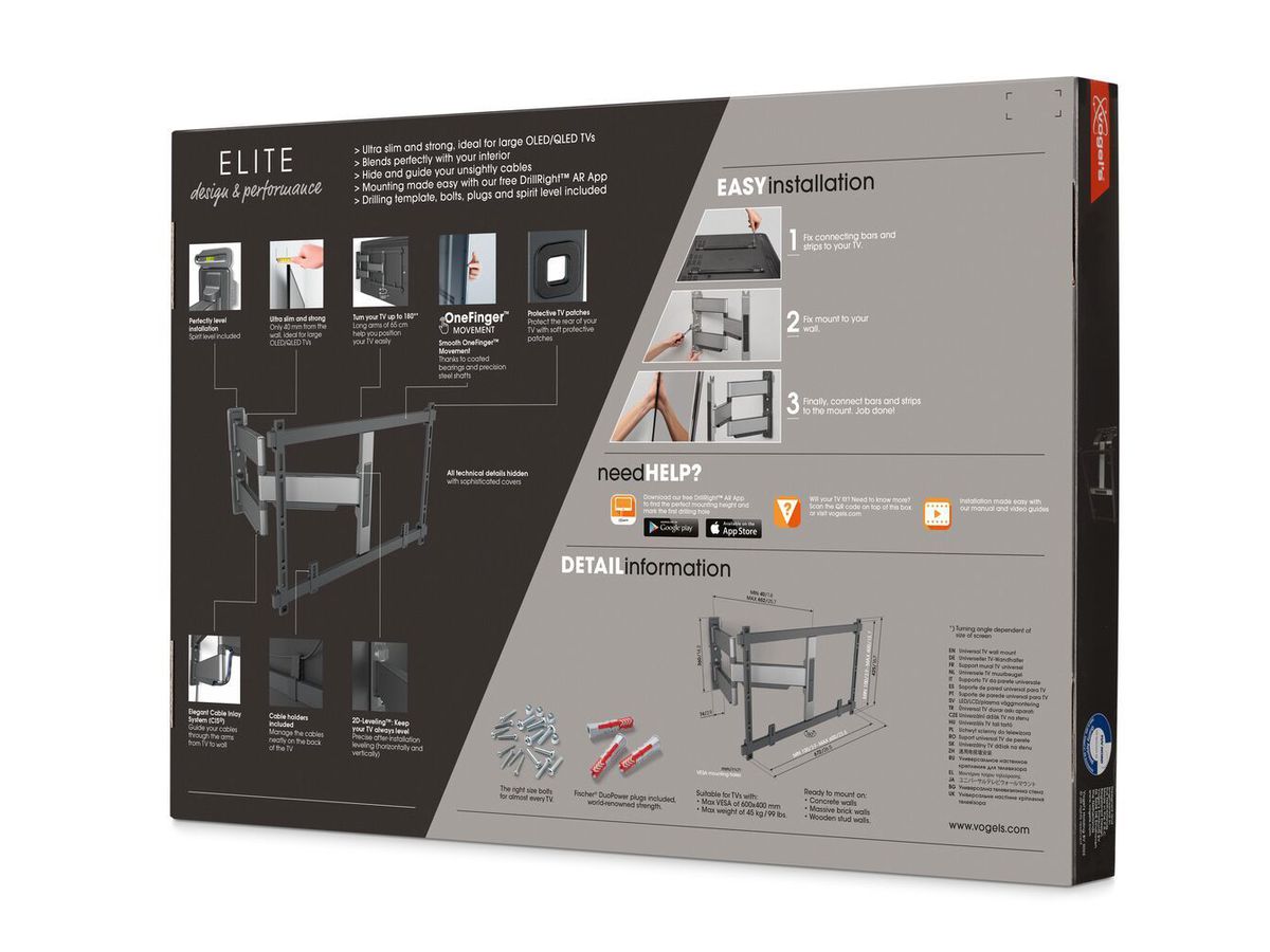 Vogel's TV-Wandhalterung - ELITE, schwenkbar, 40-77", 45kg