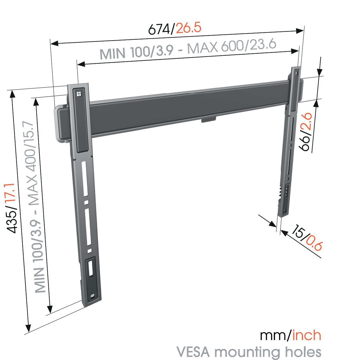 Vogel's TV-Wandhalterung - ELITE, flach, 40-100", 100kg