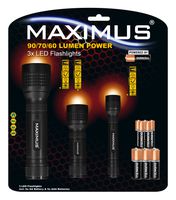 MAXIMUS LED Flashlight M-FL-022-Du 3Pack - 3W 3W 1W 6xAA/5xAAA Power by Duracell