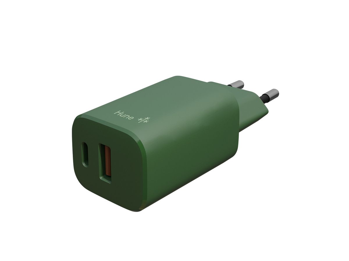 HUNE Ladeadapter TypeC & USB 20W - Forest green
