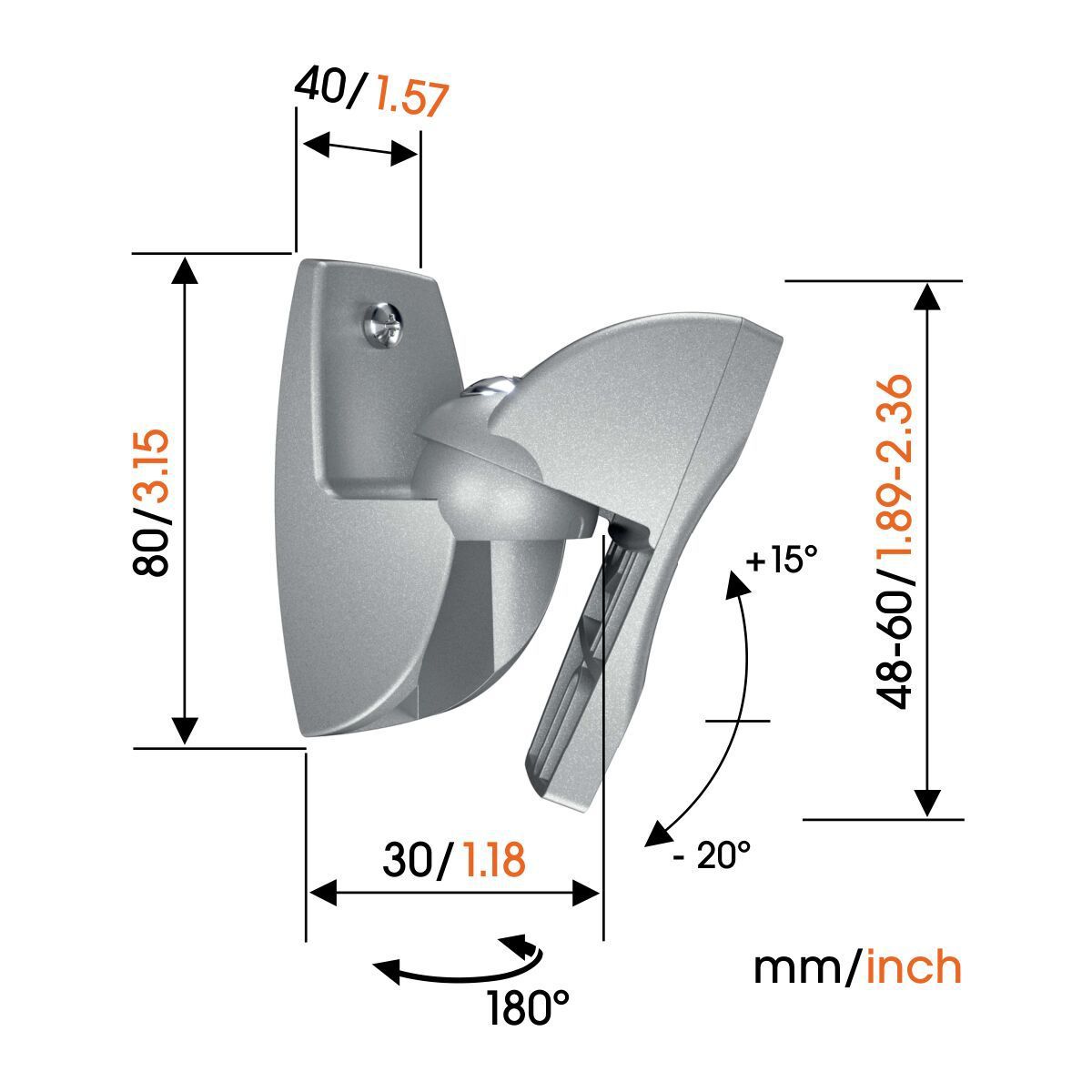 Vogel's LS wall bracket - Universal, 5kg, silver, 2 pcs.
