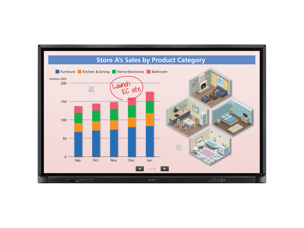 SHARP 70" LCD Display - UHD, 16/7, 350cd/m2, IR-Touch