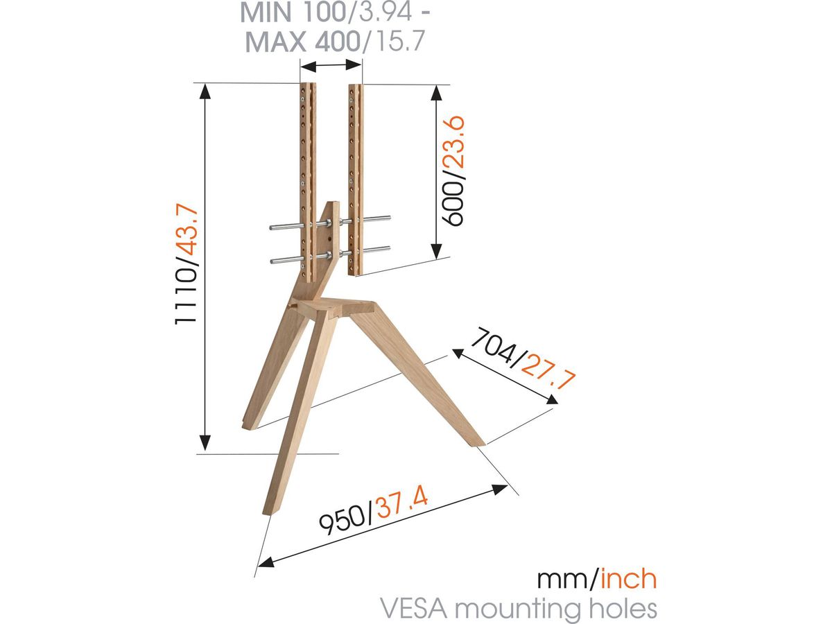 Vogel's Pied Support TV - NEXT, fix, 46-70", 40kg, chêne clair