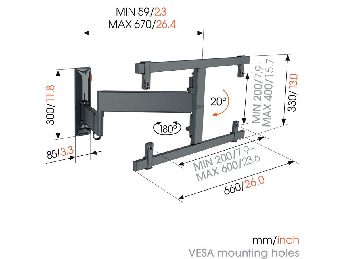 Vogel's TV-Wandhalterung - COMFORT, schwenkbar, 40-77", 35kg