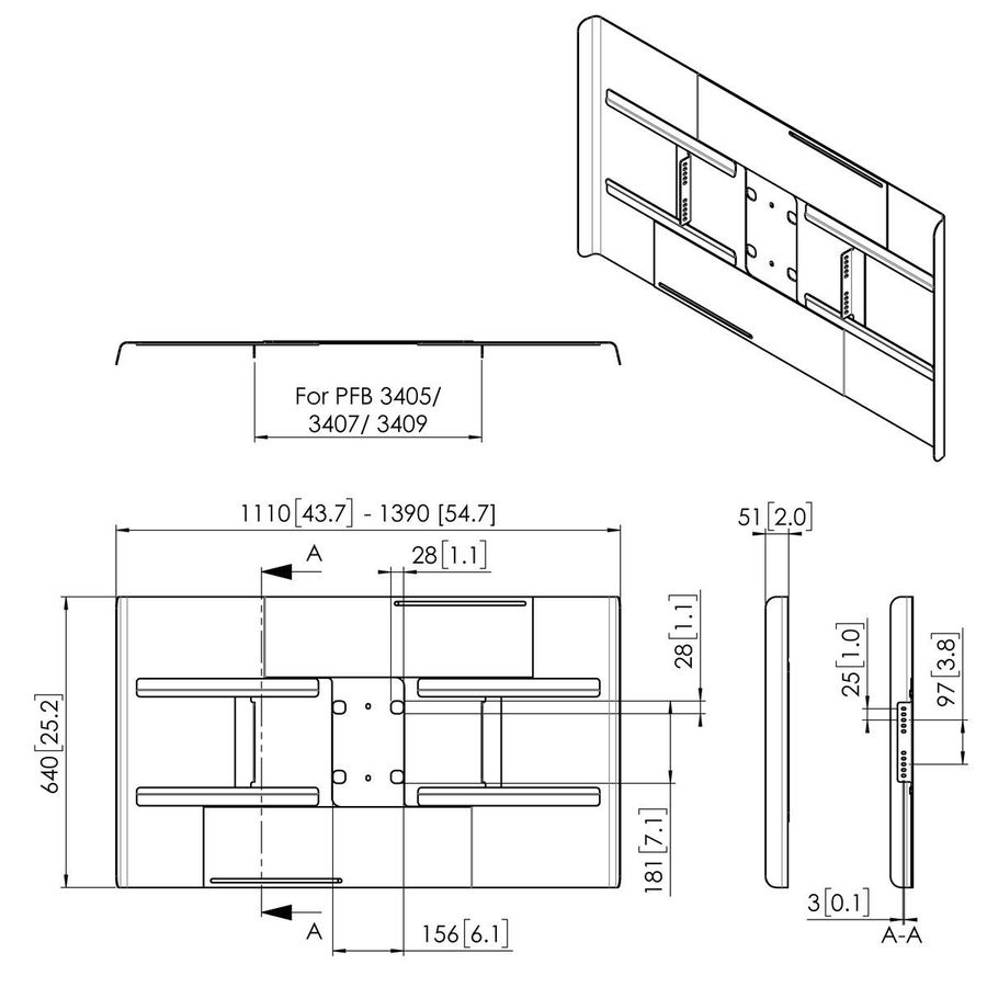 Vogel's Pro Cache arrière - Connect-It, écran, format horizontal 50-55"
