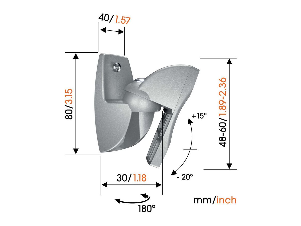 Vogel's LS-Wandhalterung - Universell, 5kg, silber, 2 Stk.