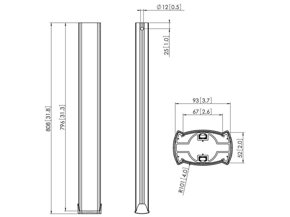 Vogel's Pro Profilé de plafond, 80cm - Connect-It, modulaire, 80kg, argent