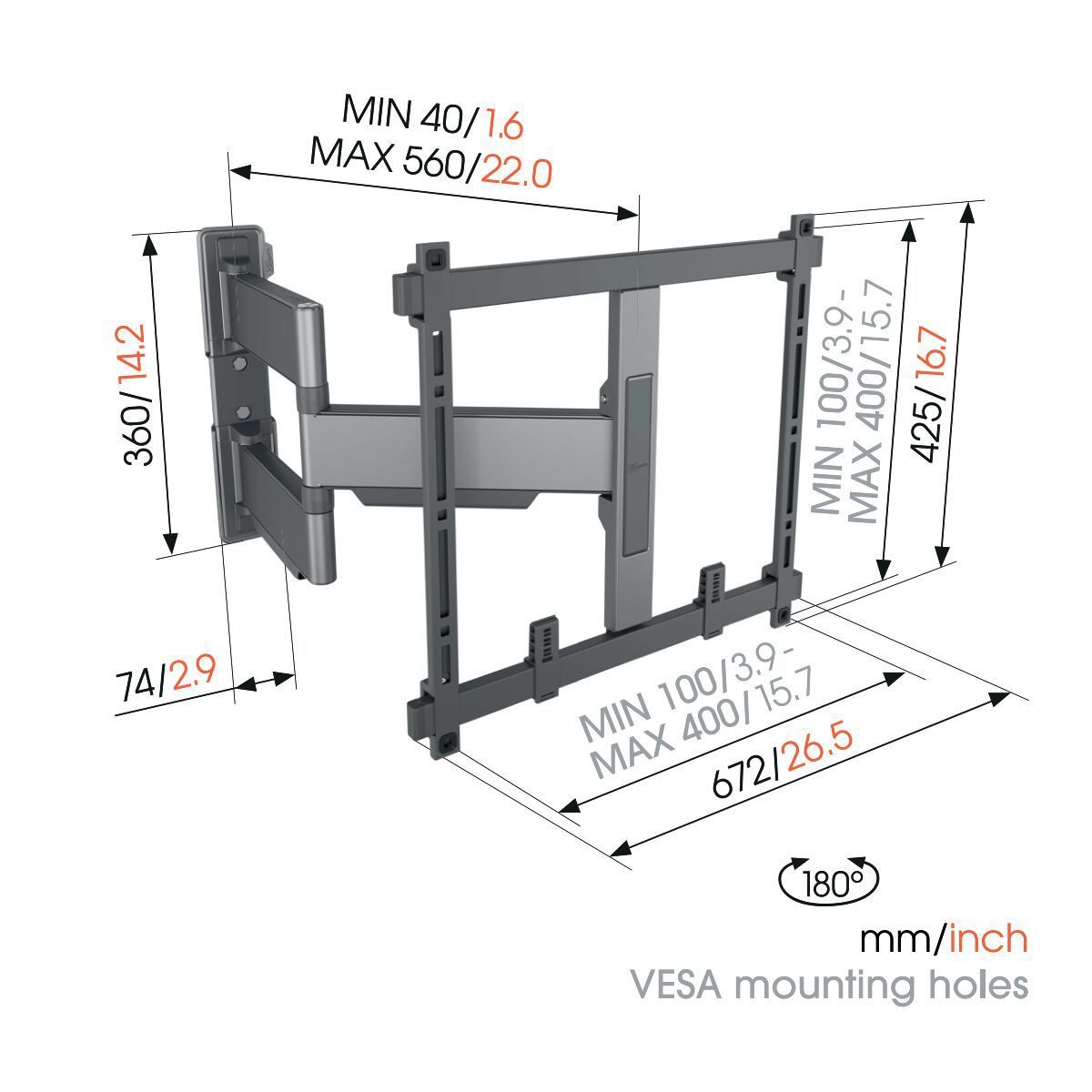 Vogel's TV wall mount - ELITE, turn, 32-65", 35kg