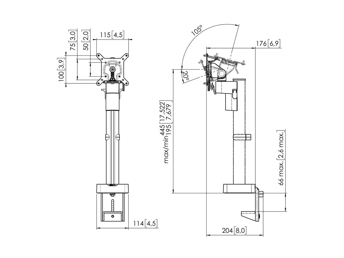 Vogel's Pro Monitorhalterung Motion, - Tisch, höhenverstellbar, 20kg, schwarz