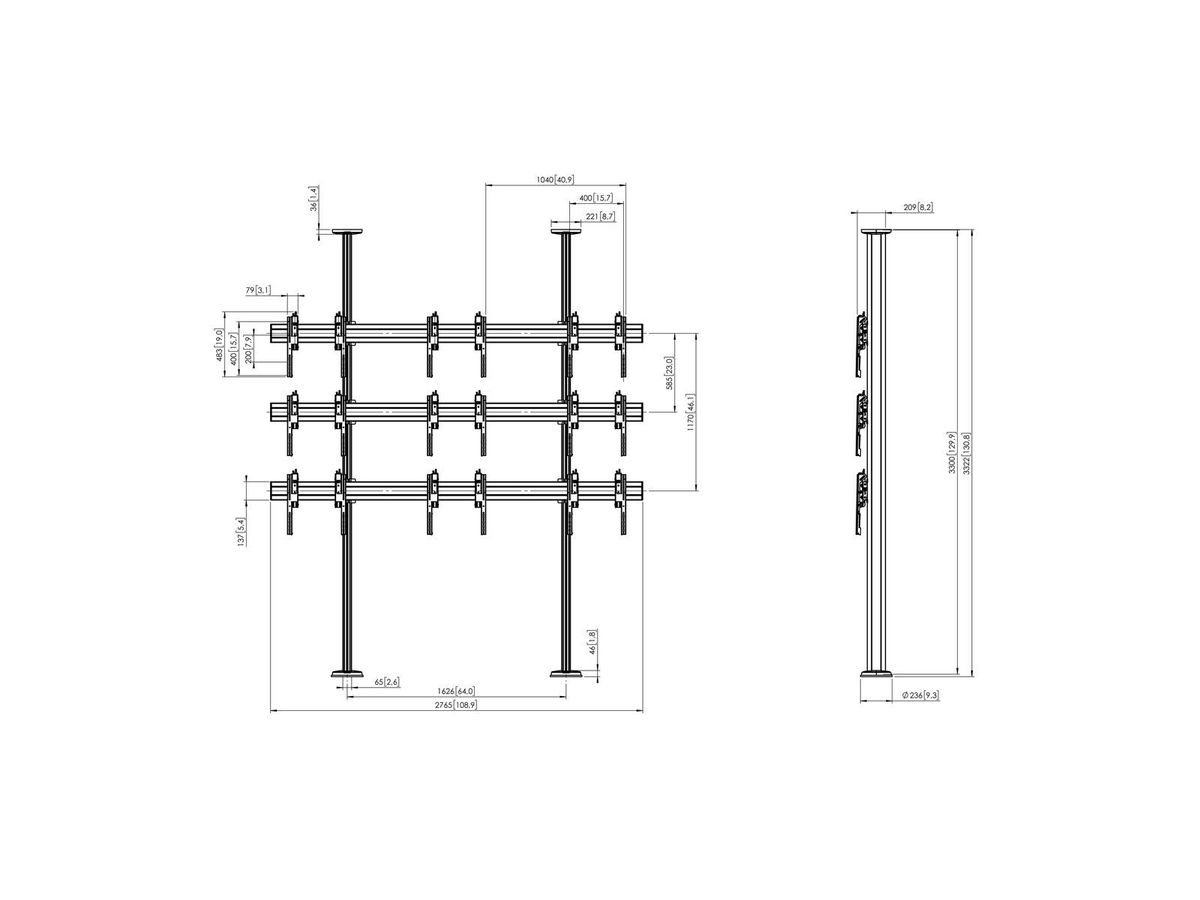 Vogel's PRO, 2xPFF7960, schwarz, - 2xPFA9132,3xPFB3427B,9xPFS3504,2xPUC2933