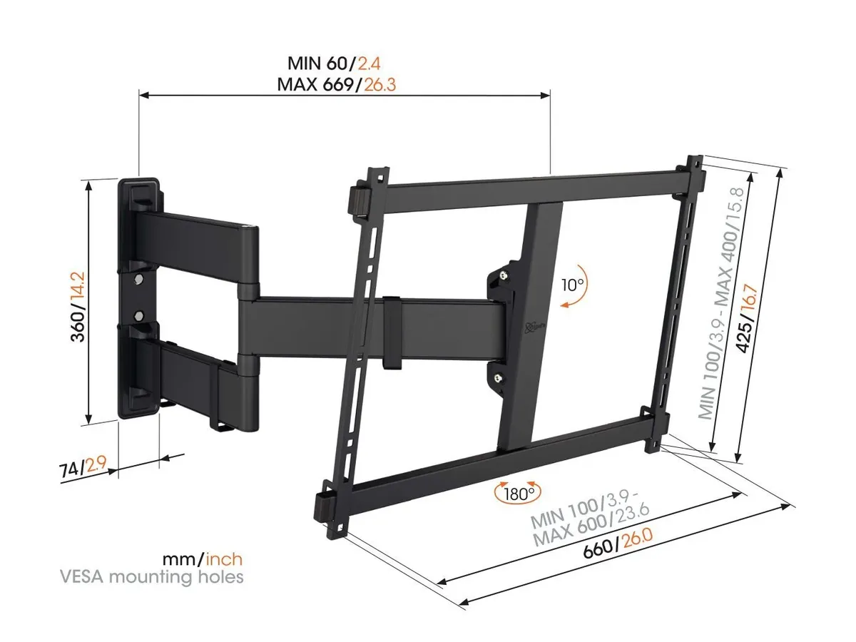 Vogel's TV-Wandhalterung - COMFORT, schwenkbar, 55-100", 55kg