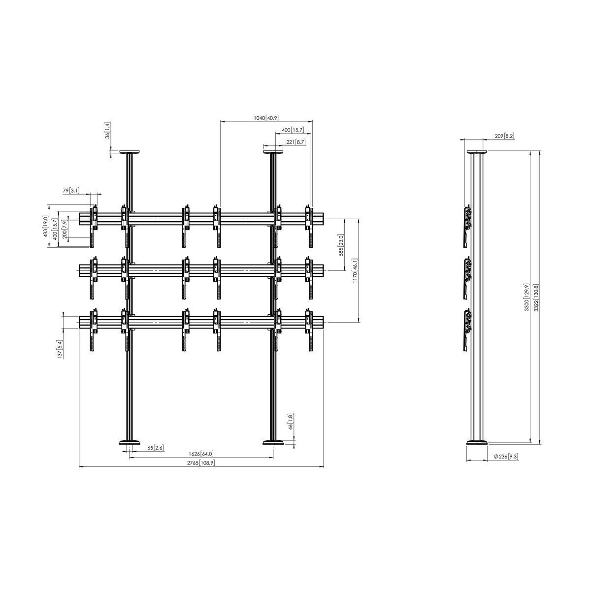 Vogel's PRO, 2xPFF7960, schwarz, - 2xPFA9132,3xPFB3427B,9xPFS3504,2xPUC2933