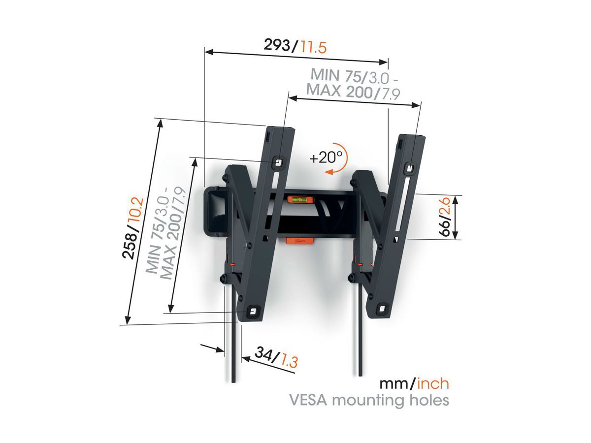 Vogel's TV-Wandhalterung - COMFORT, neigbar, 19-43", 15kg