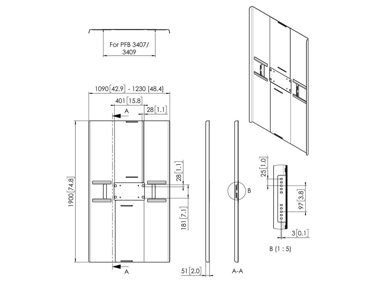 Vogel's Pro Rückabdeckung - Connect-It, Display, Hochformat 84-86"