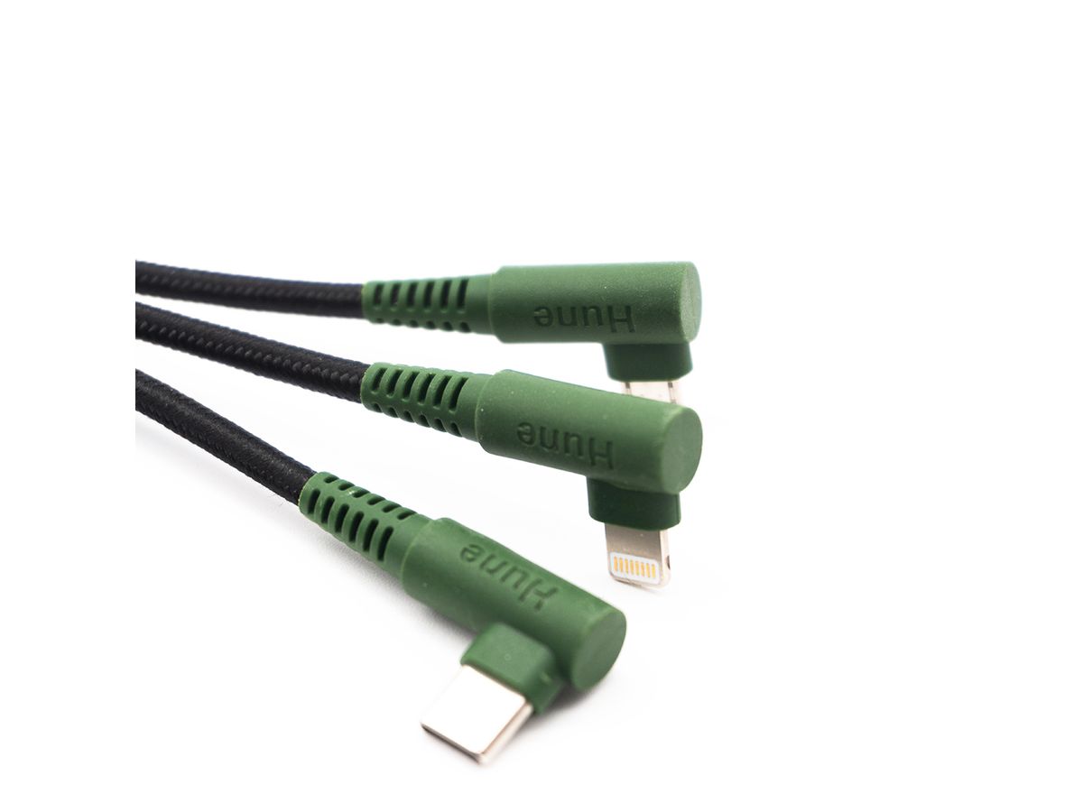 HUNE Ladekabel 90° 3in1 1.2m - Forest green