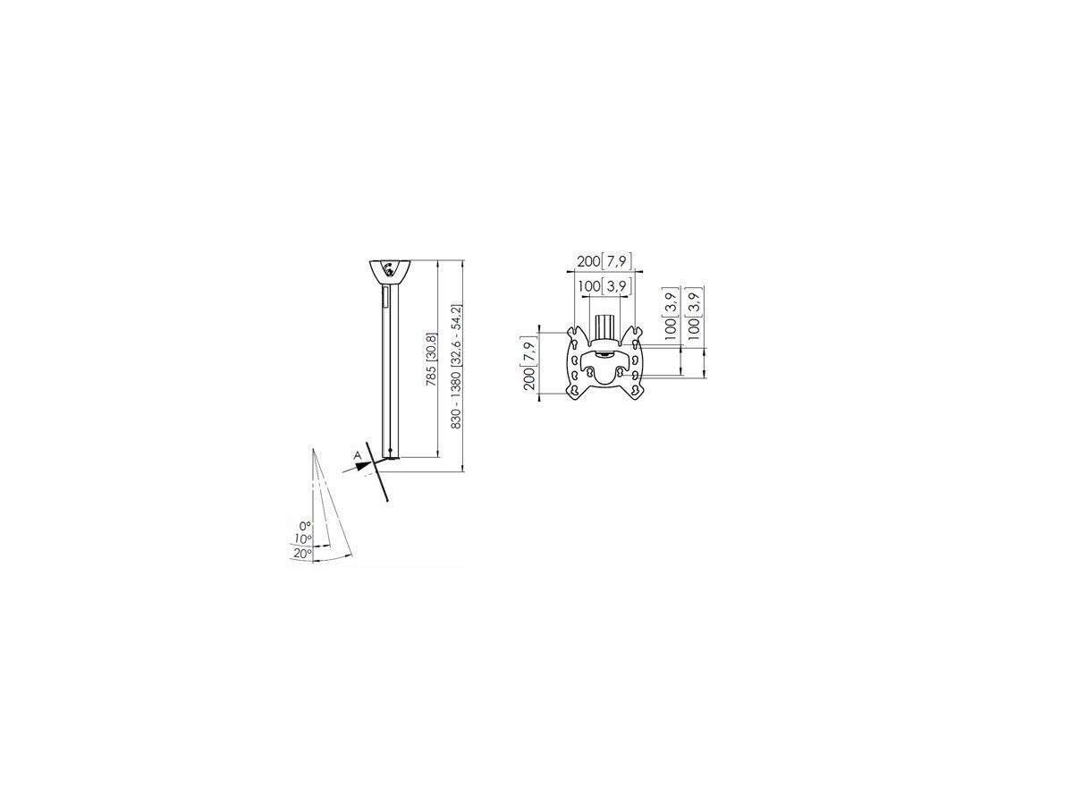 Vogel's Pro Deckenhalter - Teleskop 850-1350mm, bis 20kg, Silber