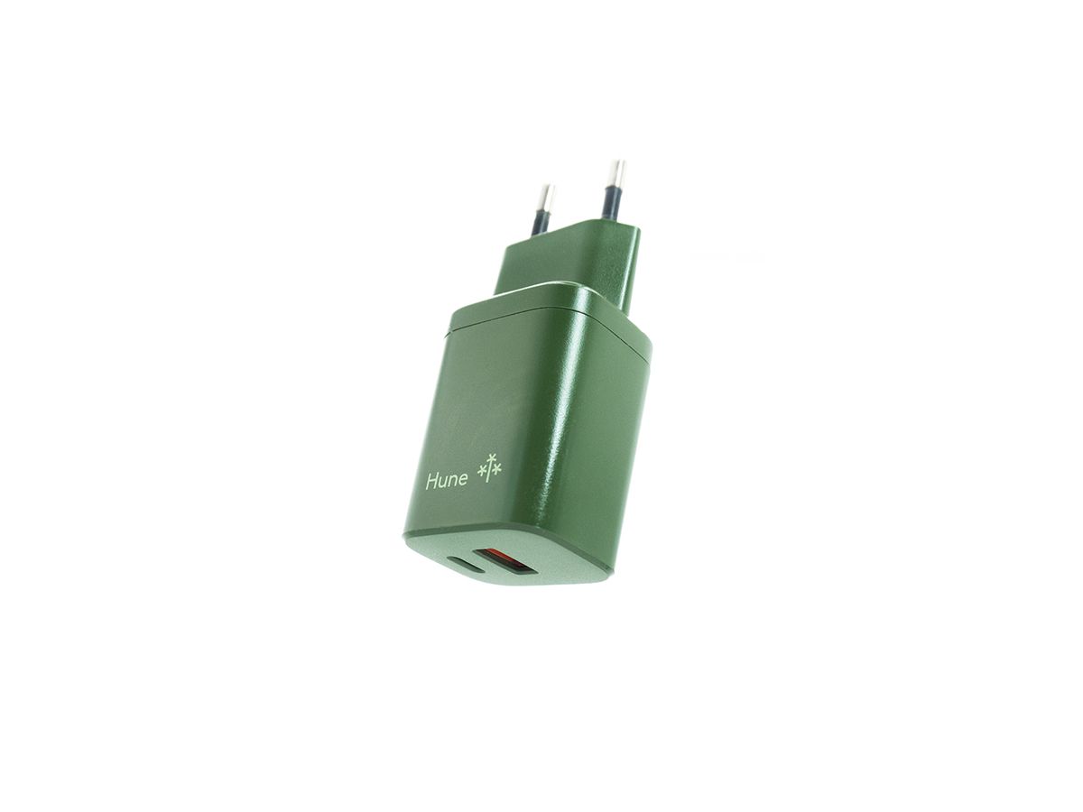 HUNE Ladeadapter TypeC & USB 20W - Forest green