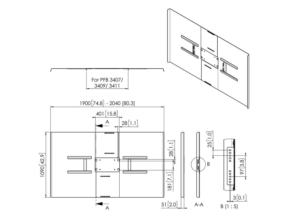 Vogel's Pro Rückabdeckung - Connect-It, Display, Querformat 84-86"