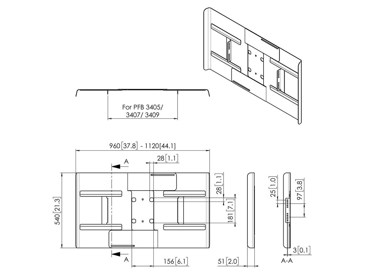 Vogel's Pro Rückabdeckung - Connect-It, Display, Querformat 42-49"