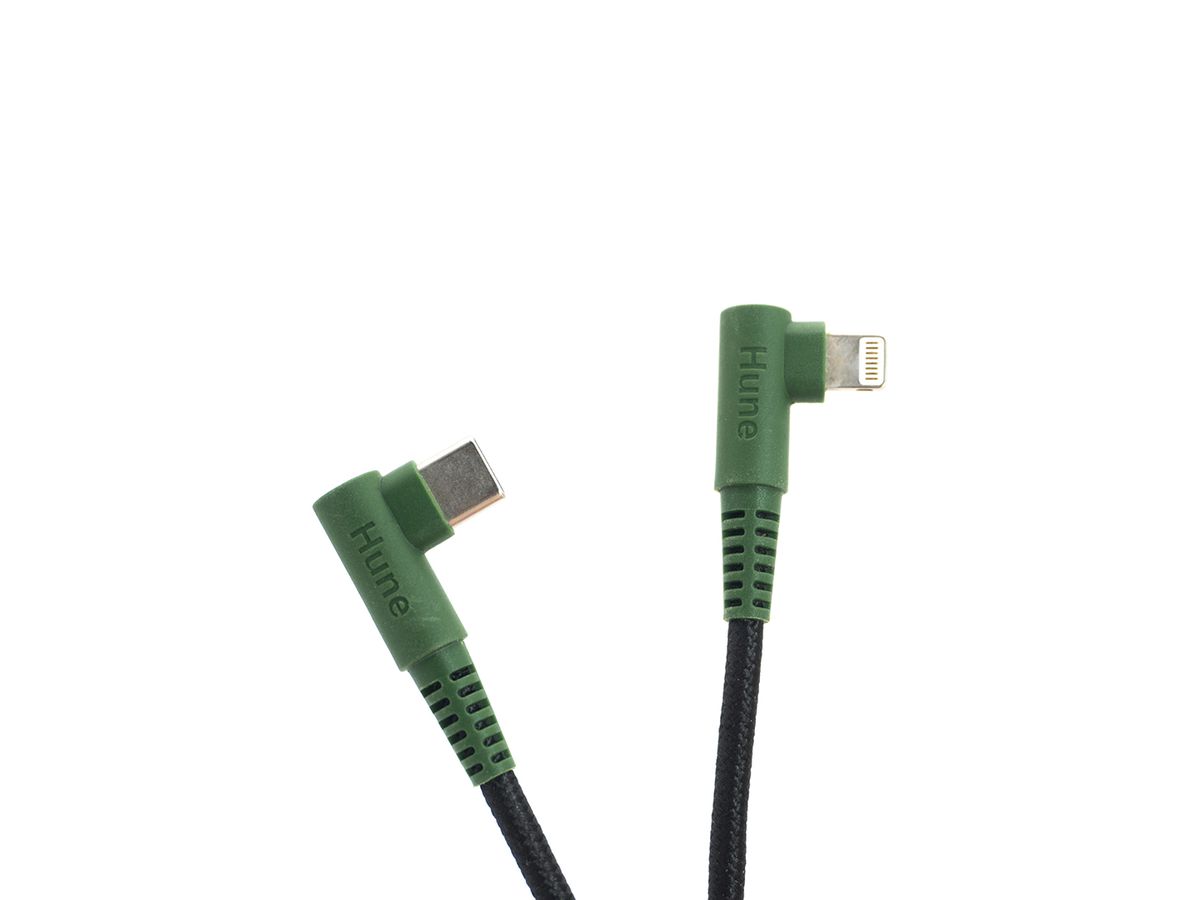 HUNE Ladekabel 90° TypeC-Lightning 1.2m - Forest green