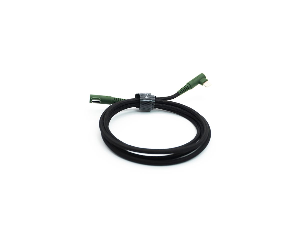 HUNE Ladekabel 90° TypeC-Lightning 1.2m - Forest green