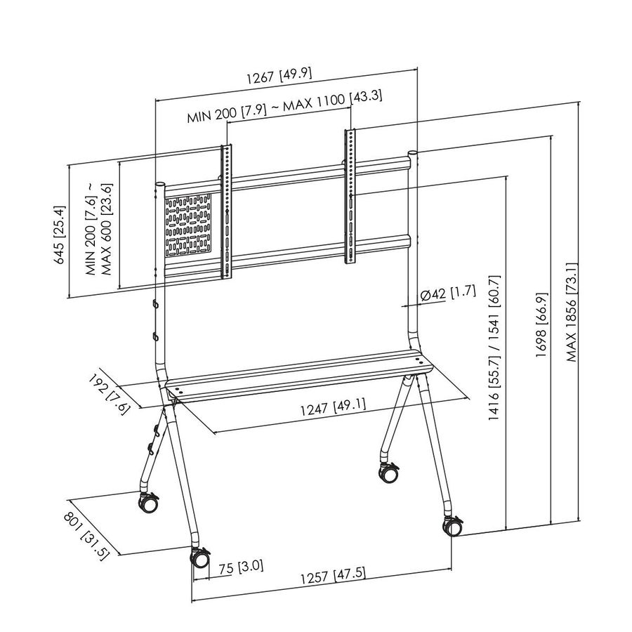 Vogel's ESSENTIAL T1021, schwarz - Bildschirm Trolley,1100x600, 120kg
