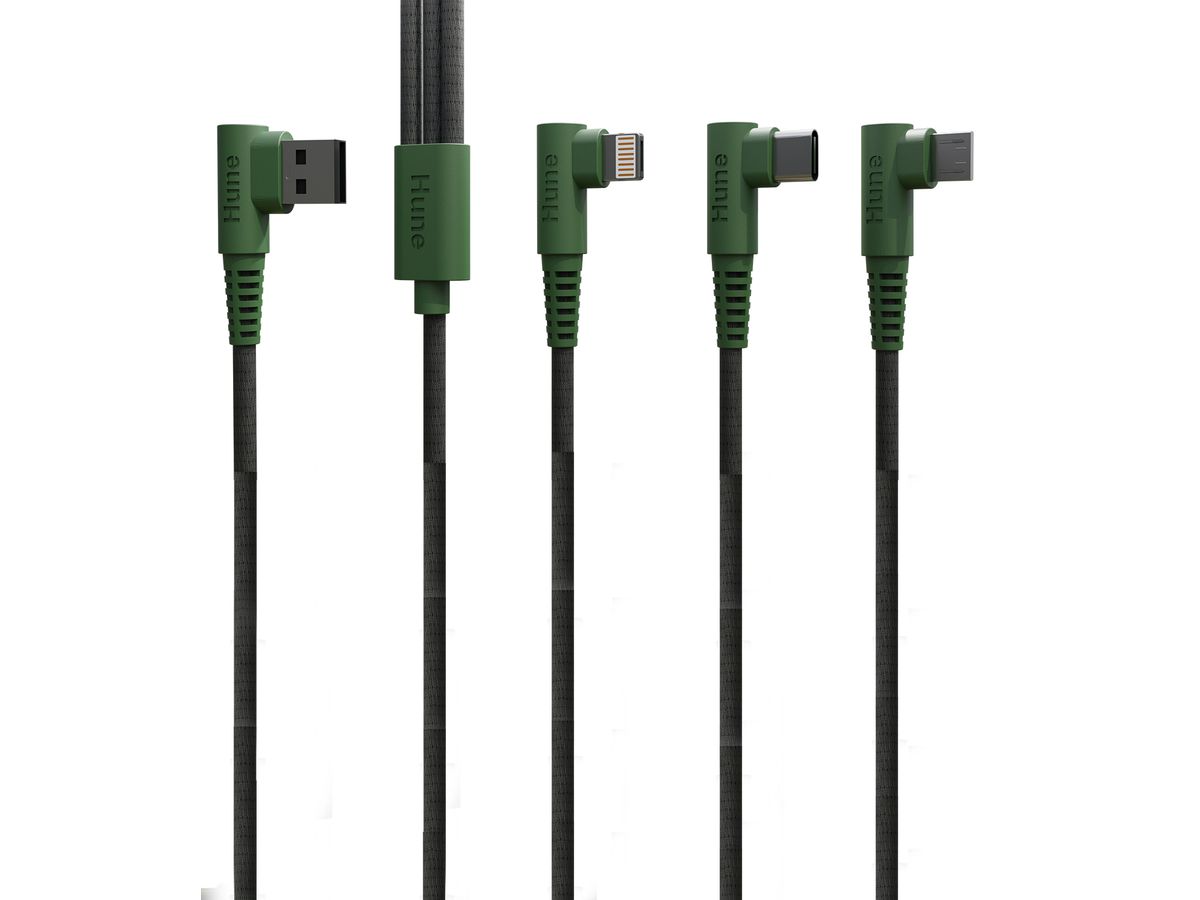 HUNE Ladekabel 90° 3in1 1.2m - Forest green