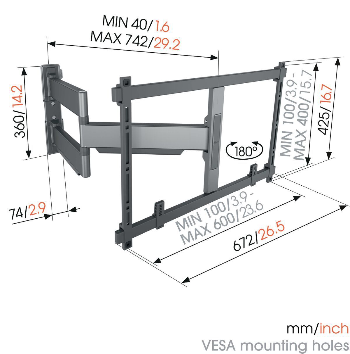 Vogel's TV wall mount - ELITE, turn, 55-100", 55kg