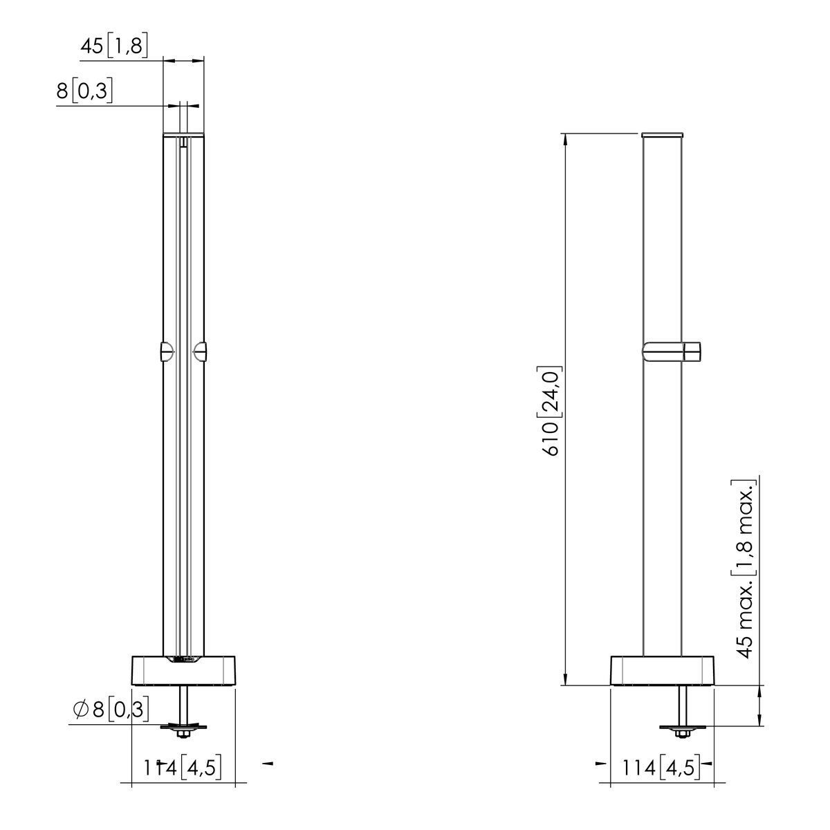 Vogel's Pro Base avec composant de tube - pour MOMO Motion et Motion Plus, noir