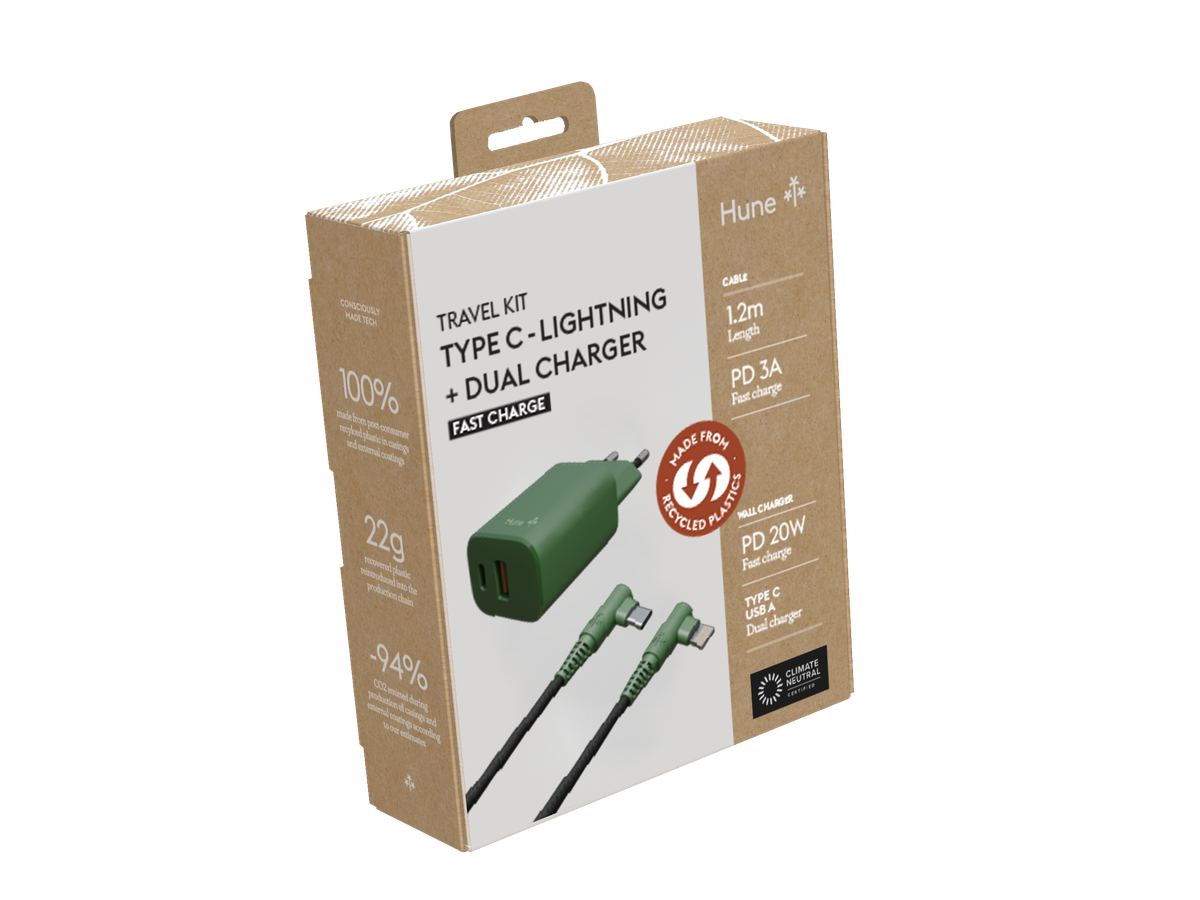 HUNE Ladeadapter & Ladekabel TypeC-TypeC - Forest green