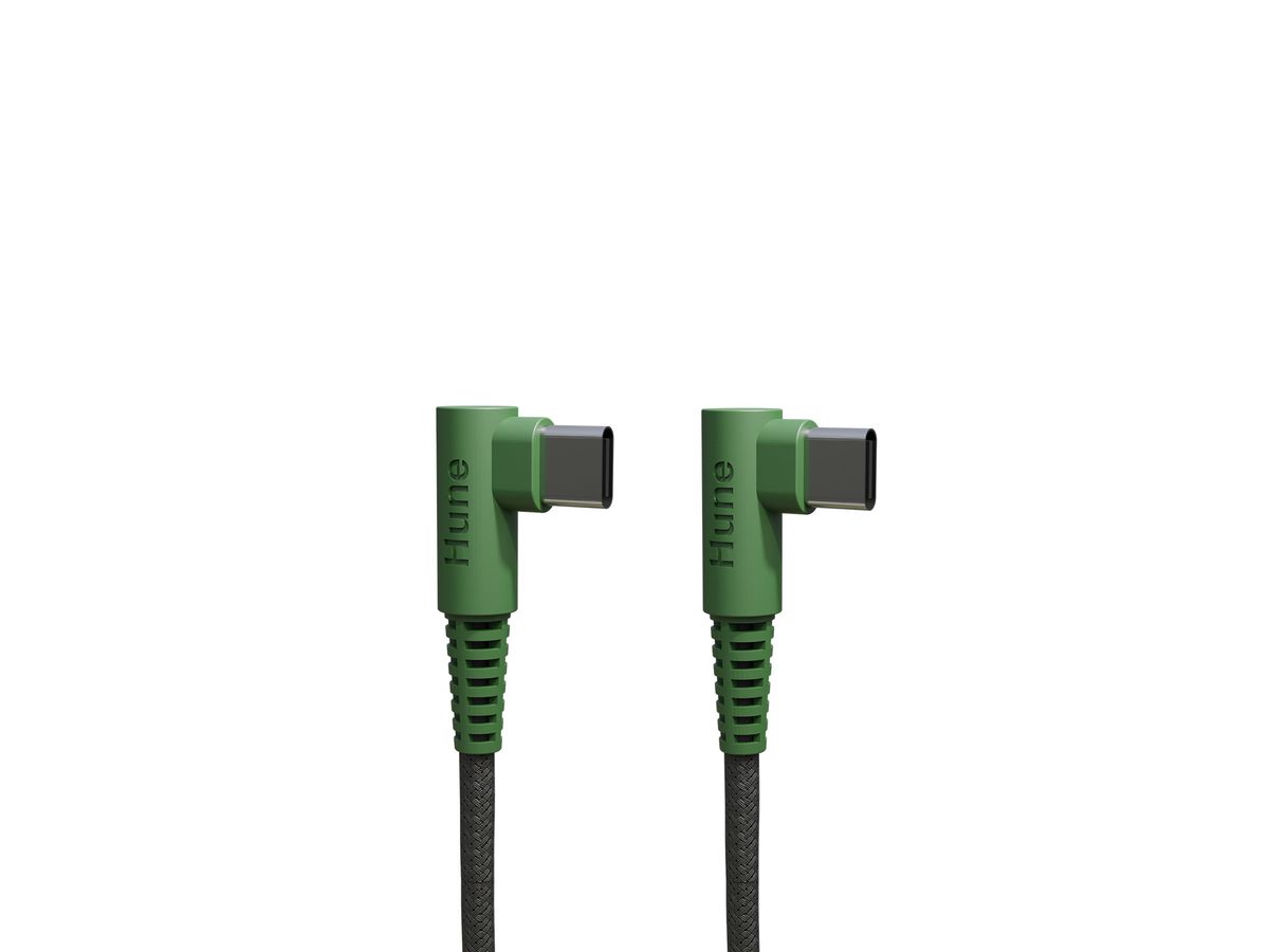 HUNE Ladekabel 90° TypeC-TypeC 1.2m - Forest green