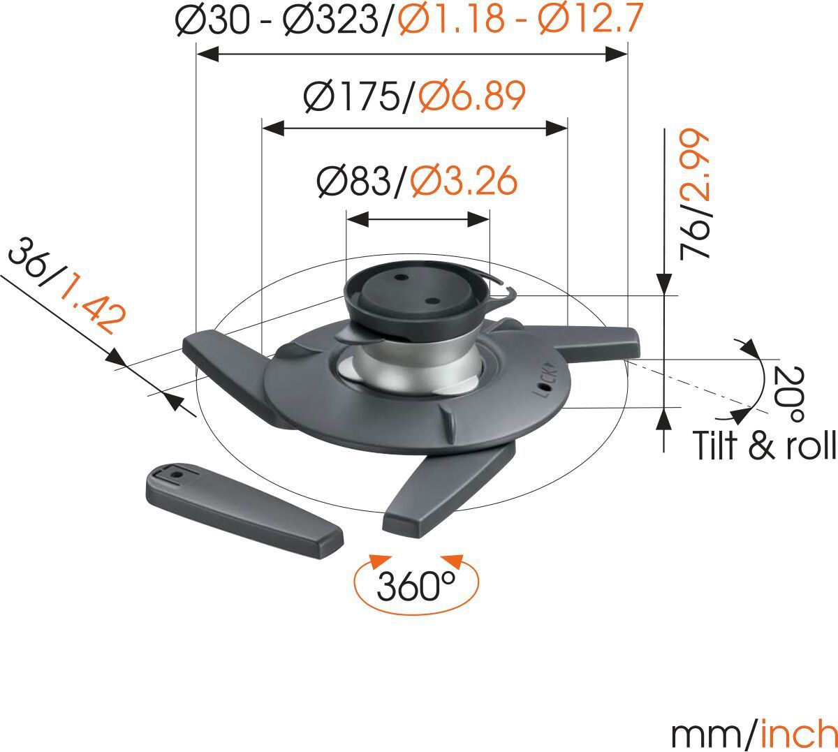 Vogel's Projector Ceiling Mount - Universal, swivel and tilt, 10kg