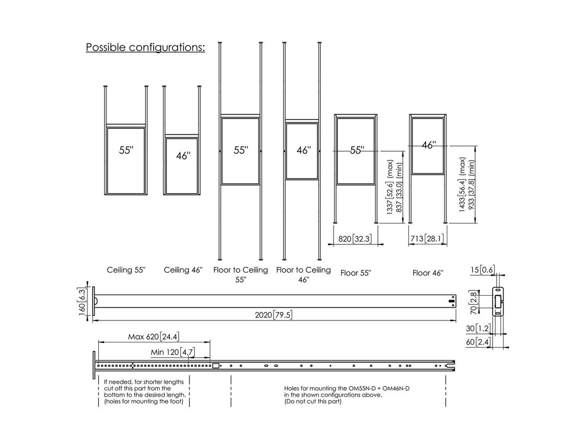 Vogel's Pro mounting profiles - Ceilings or floor, for Samsung OMN-D