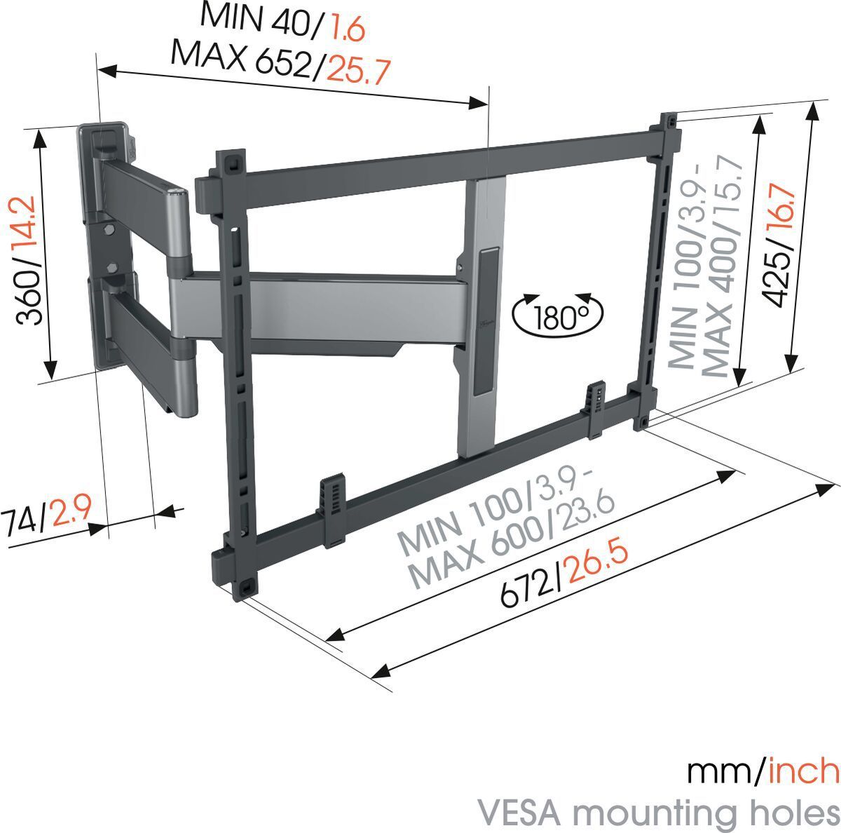 Vogel's TV wall mount - ELITE, turn, 40-77", 45kg