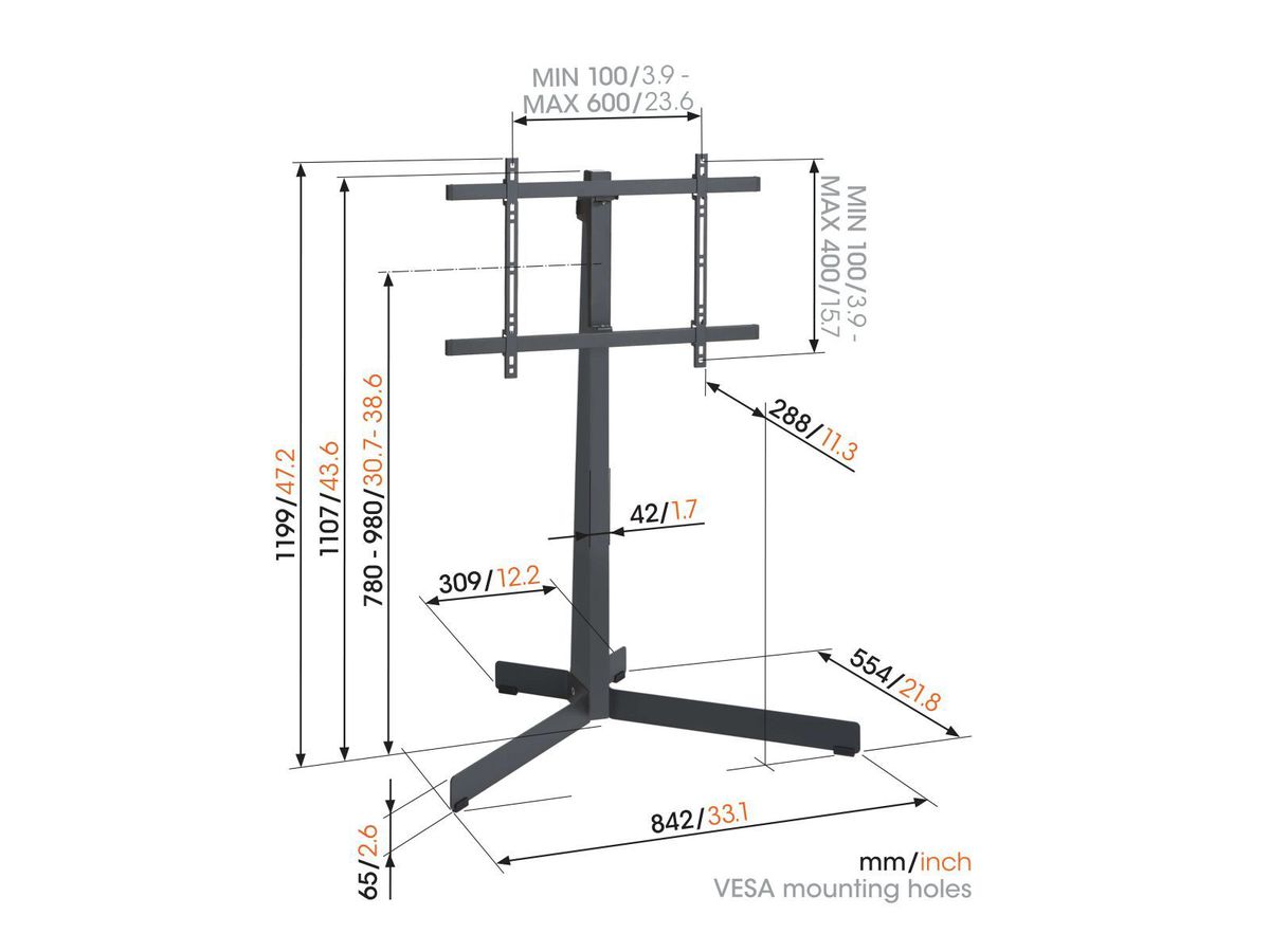 Vogel's TV-Bodenstand - COMFORT, schwenkbar, 40-77", 50kg