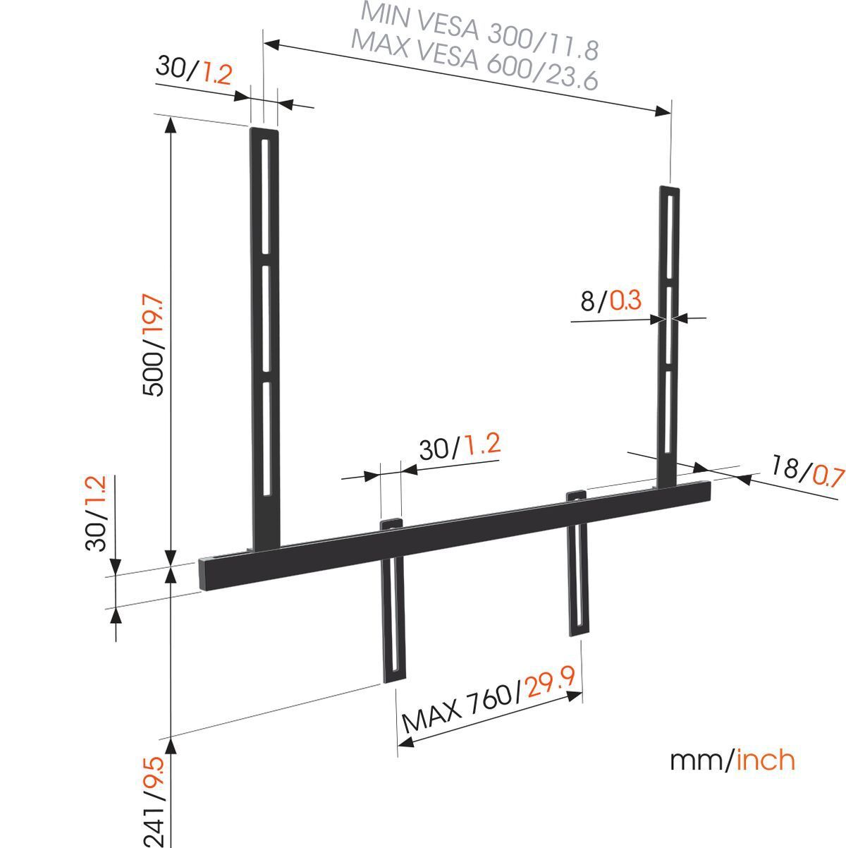 Vogel's Adapter-Kit pour grand displays - avec Sound3550,50cm