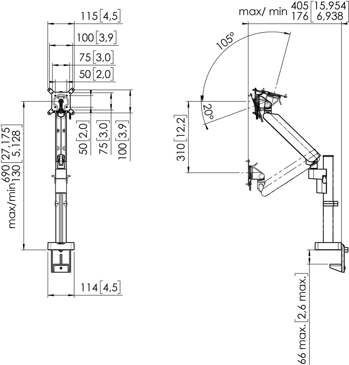Vogel's Pro Monitorhalterung Motion, - Tisch, ergonomisch, 10kg, weiss