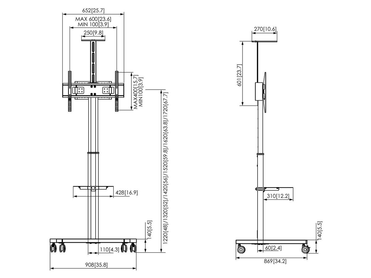 Vogel's ESSENTIAL T1031, schwarz - Bildschirm Trolley, 600x400, 50kg