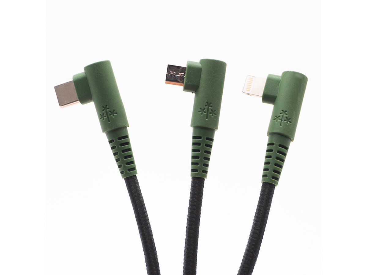 HUNE Ladekabel 90° 3in1 1.2m - Forest green