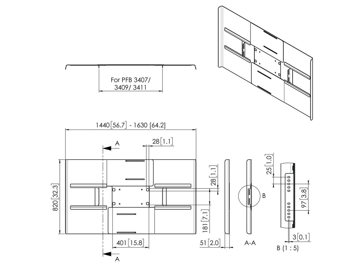 Vogel's Pro Rückabdeckung - Connect-It, Display, Querformat 65-70"